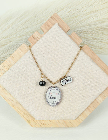 Collana in acciaio Gatto 02