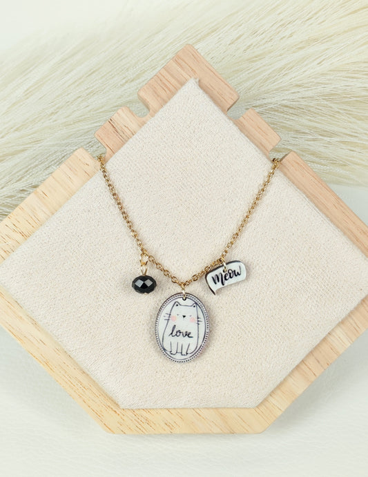 Collana in acciaio Gatto 02