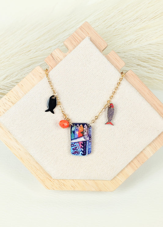 Collana in acciaio Sardine Multicolor