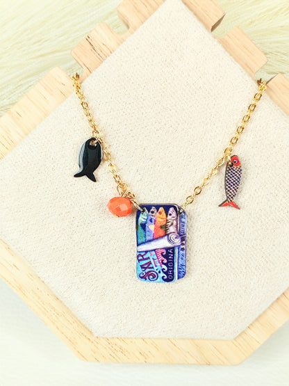 Collana in acciaio Sardine Multicolor