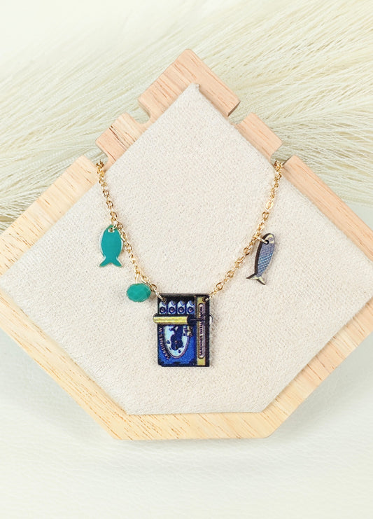 Collana in acciaio Sardine Turchese