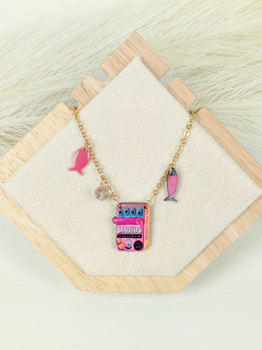Collana in acciaio Sardine Rosa