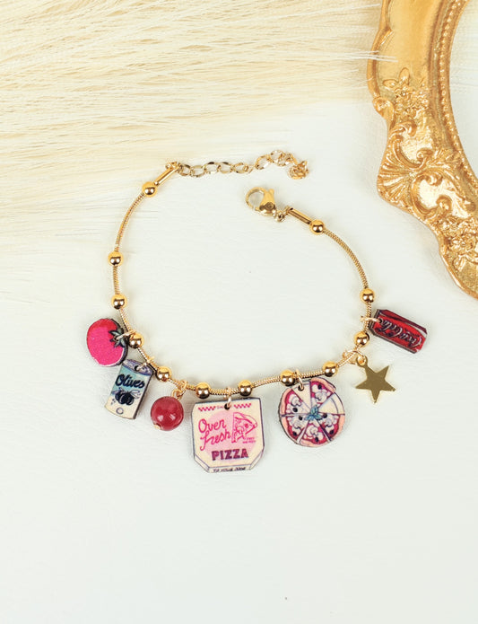 Bracciale acciaio "I love pizza"