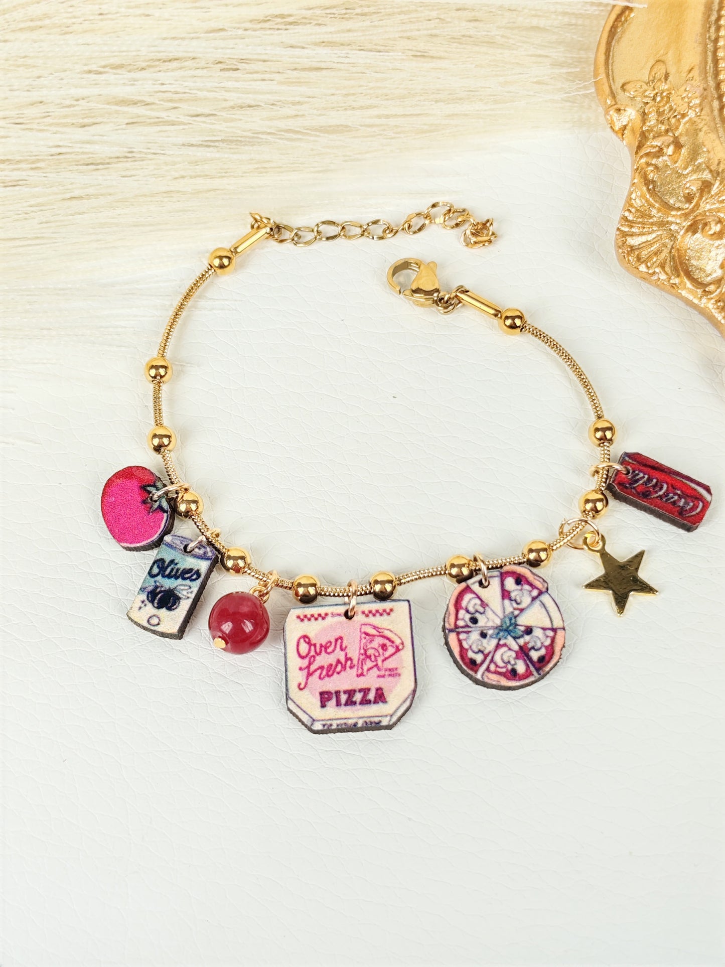 Bracciale acciaio "I love pizza"