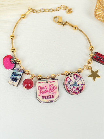 Bracciale acciaio "I love pizza"