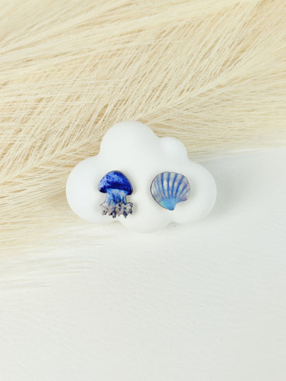 Orecchini a lobo medusa blu