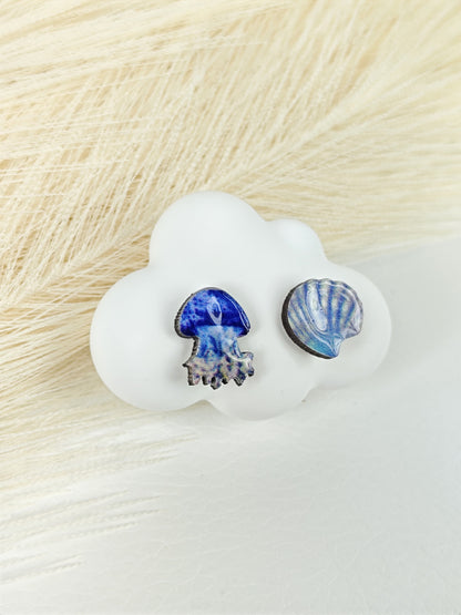 Orecchini a lobo medusa blu