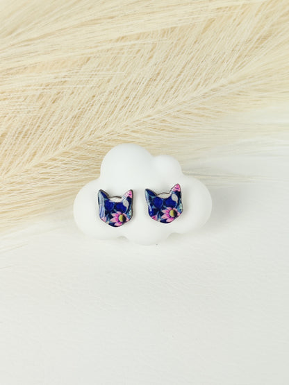 Orecchini a lobo Gatto Blu flower