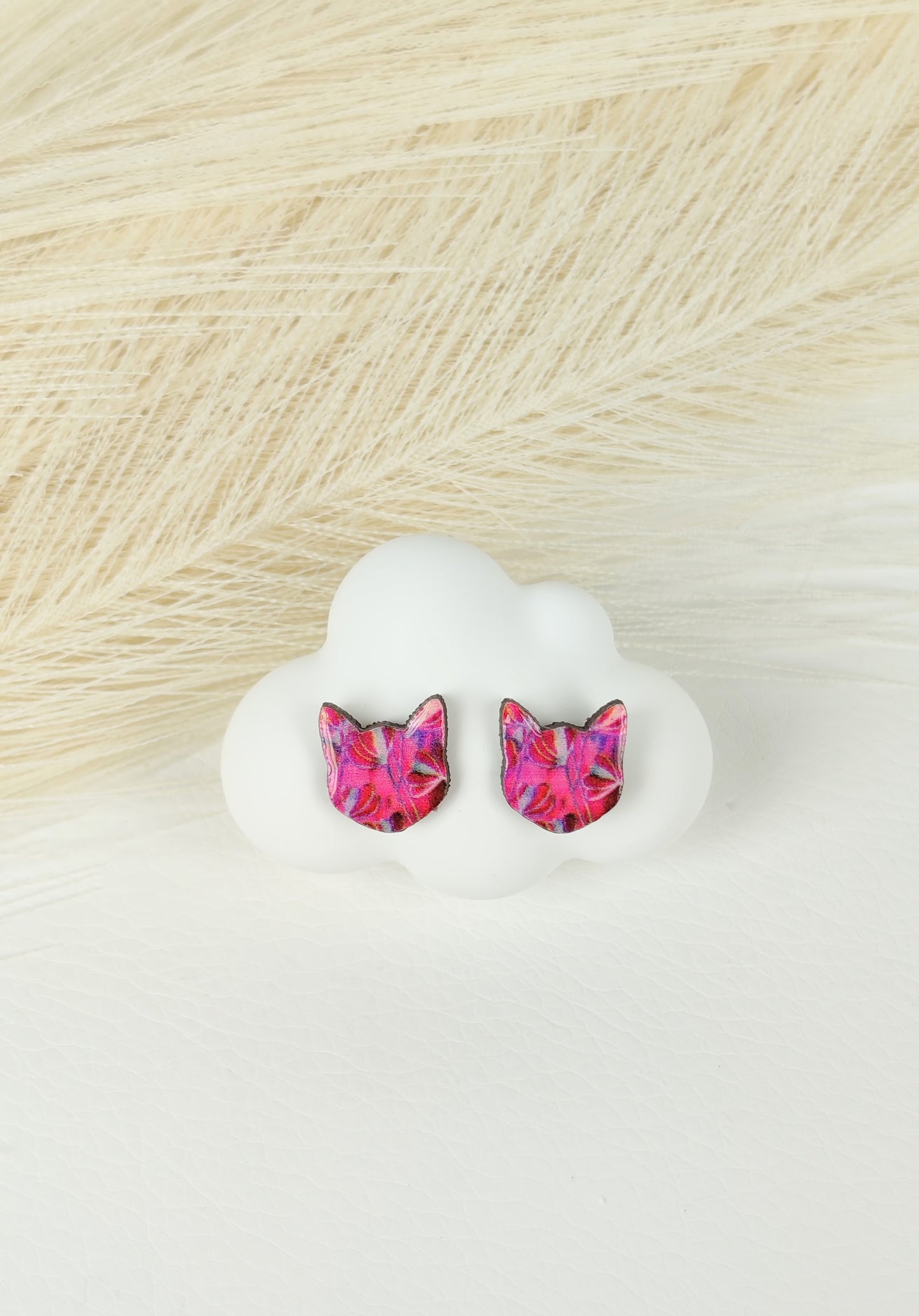 Orecchini a lobo Gatto fucsia