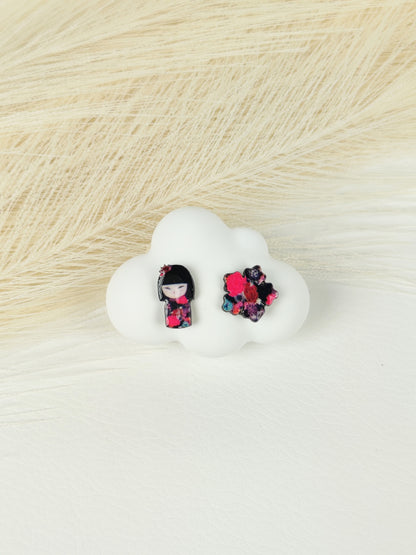 Orecchini a lobo kokeshi 1