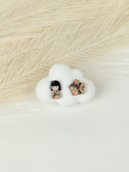 Orecchini a lobo kokeshi 3