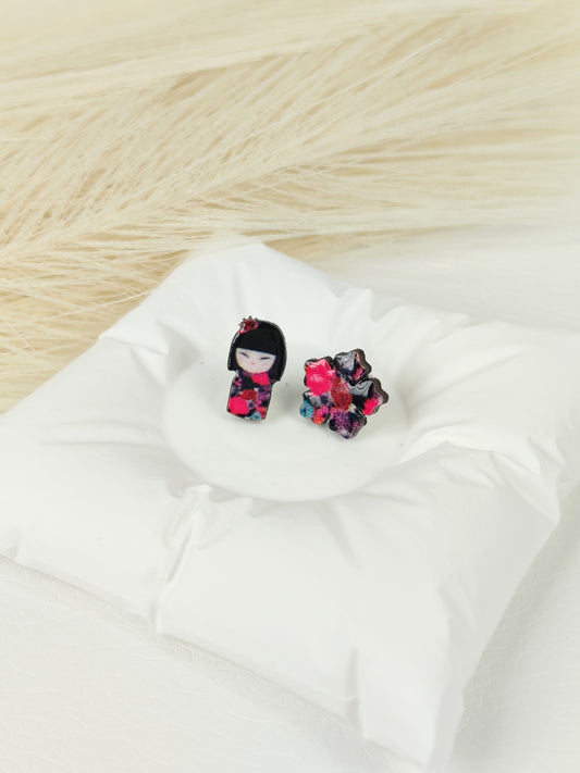 Orecchini a lobo kokeshi 1