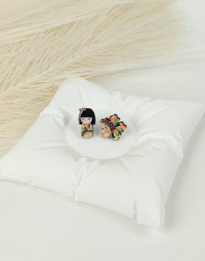 Orecchini a lobo kokeshi 3