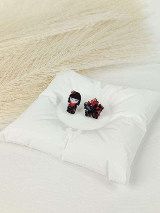 Orecchini a lobo kokeshi 2