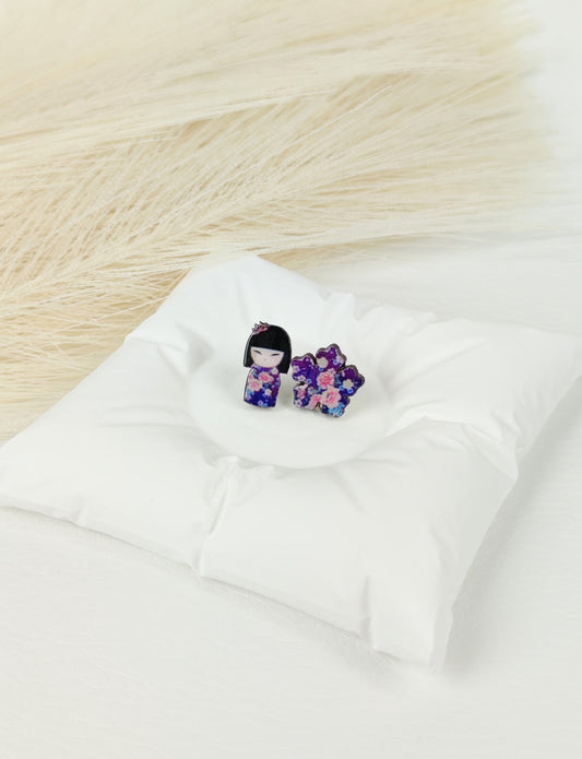 Orecchini a lobo kokeshi 5