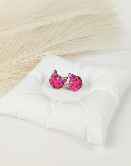 Orecchini a lobo Gatto fucsia