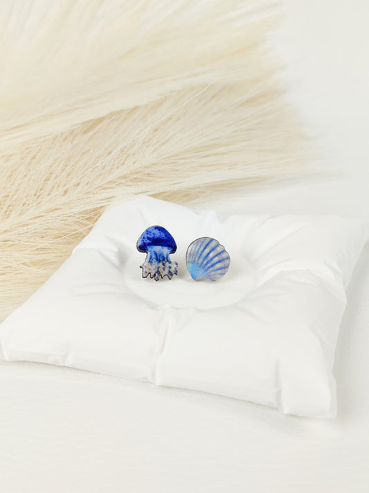 Orecchini a lobo medusa blu
