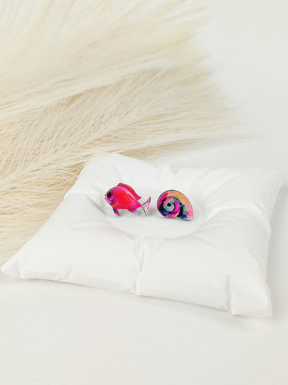 Orecchini a lobo pesciolino fucsia