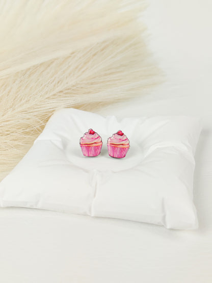 Orecchini a lobo cupcake fragola