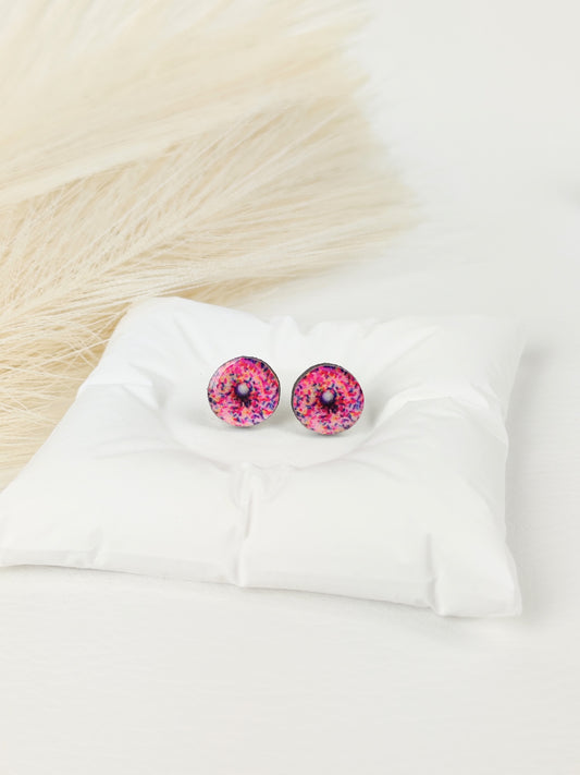 Orecchini a lobo donut rosa