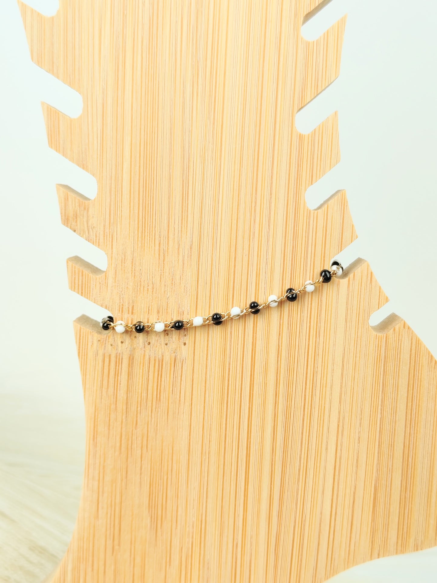 Cavigliera in acciaio perline Black&White