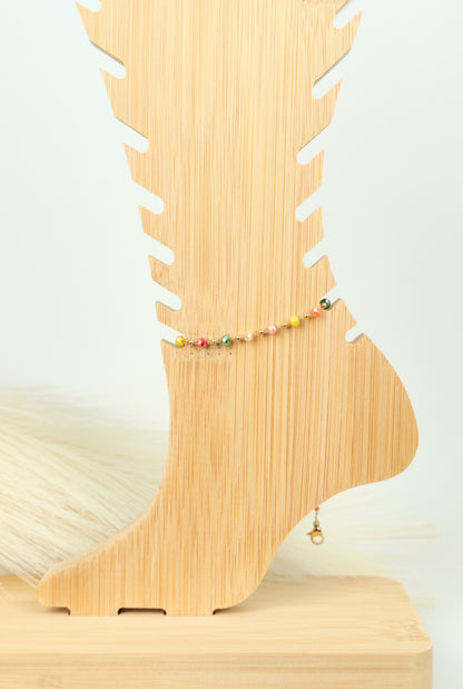 Cavigliera in acciaio con cristalli colorati