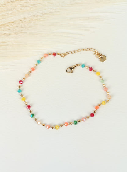 Cavigliera in acciaio con cristalli colorati