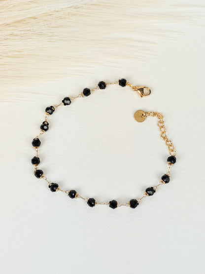 Bracciale acciaio cristalli neri 4mm