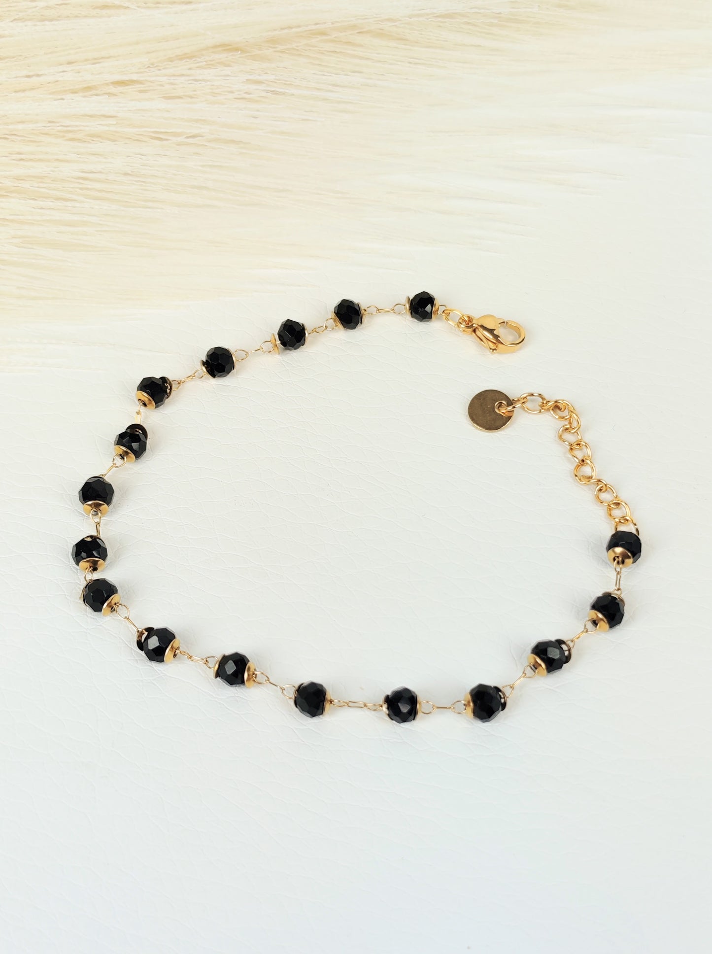 Bracciale acciaio cristalli neri 4mm