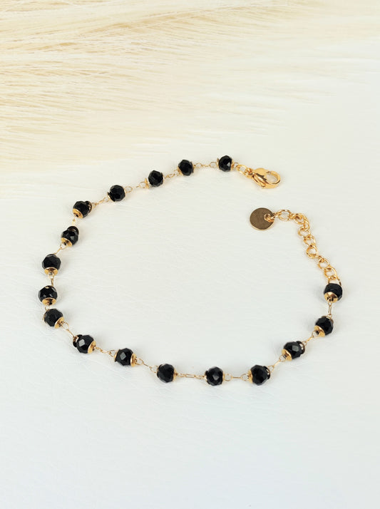 Bracciale acciaio cristalli neri 4mm