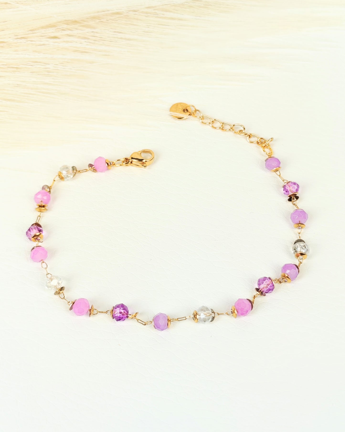 Bracciale acciaio cristalli lilla 4 mm