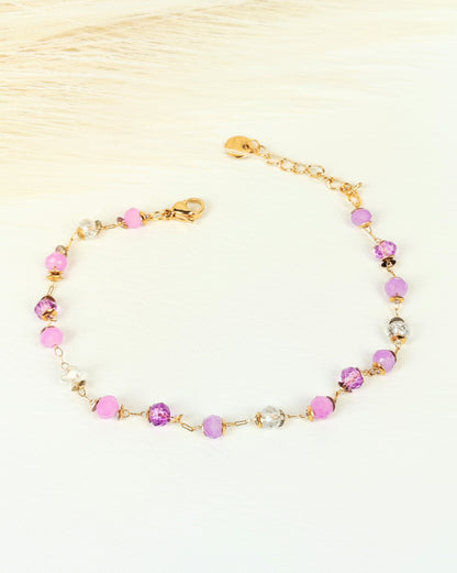 Bracciale acciaio cristalli lilla 4 mm