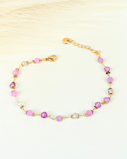 Bracciale acciaio cristalli lilla 4 mm