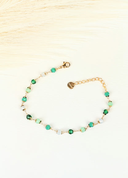 Bracciale acciaio cristalli verde turchese 4 mm