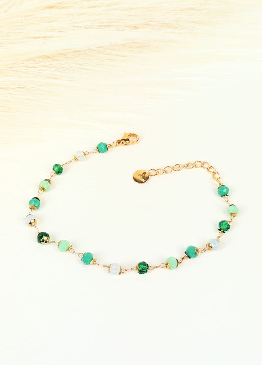 Bracciale acciaio cristalli verde turchese 4 mm