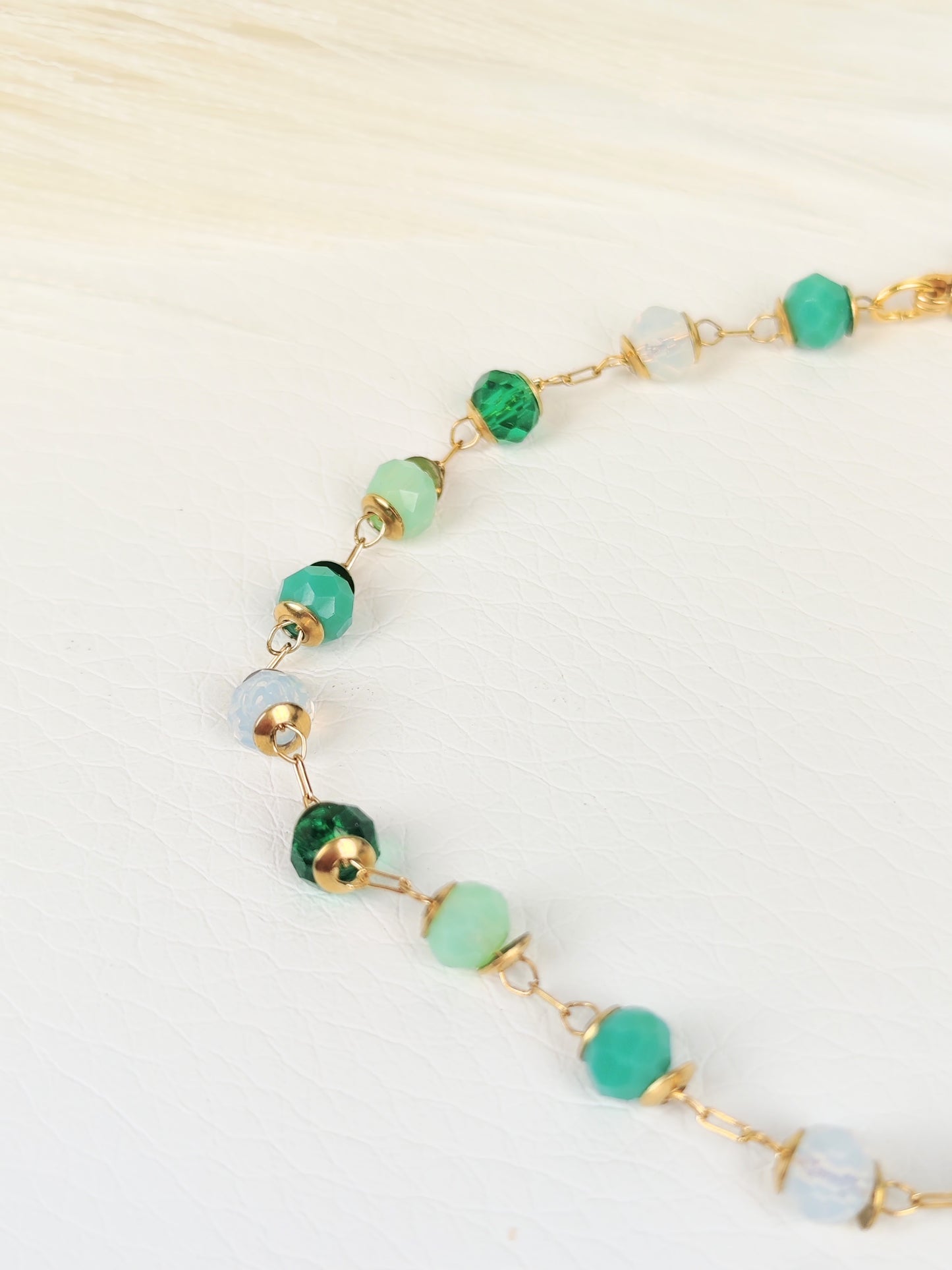 Bracciale acciaio cristalli verde turchese 4 mm