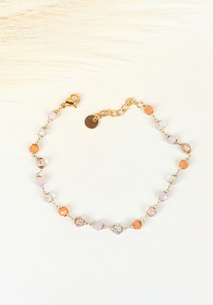 Bracciale acciaio cristalli rosa 4mm