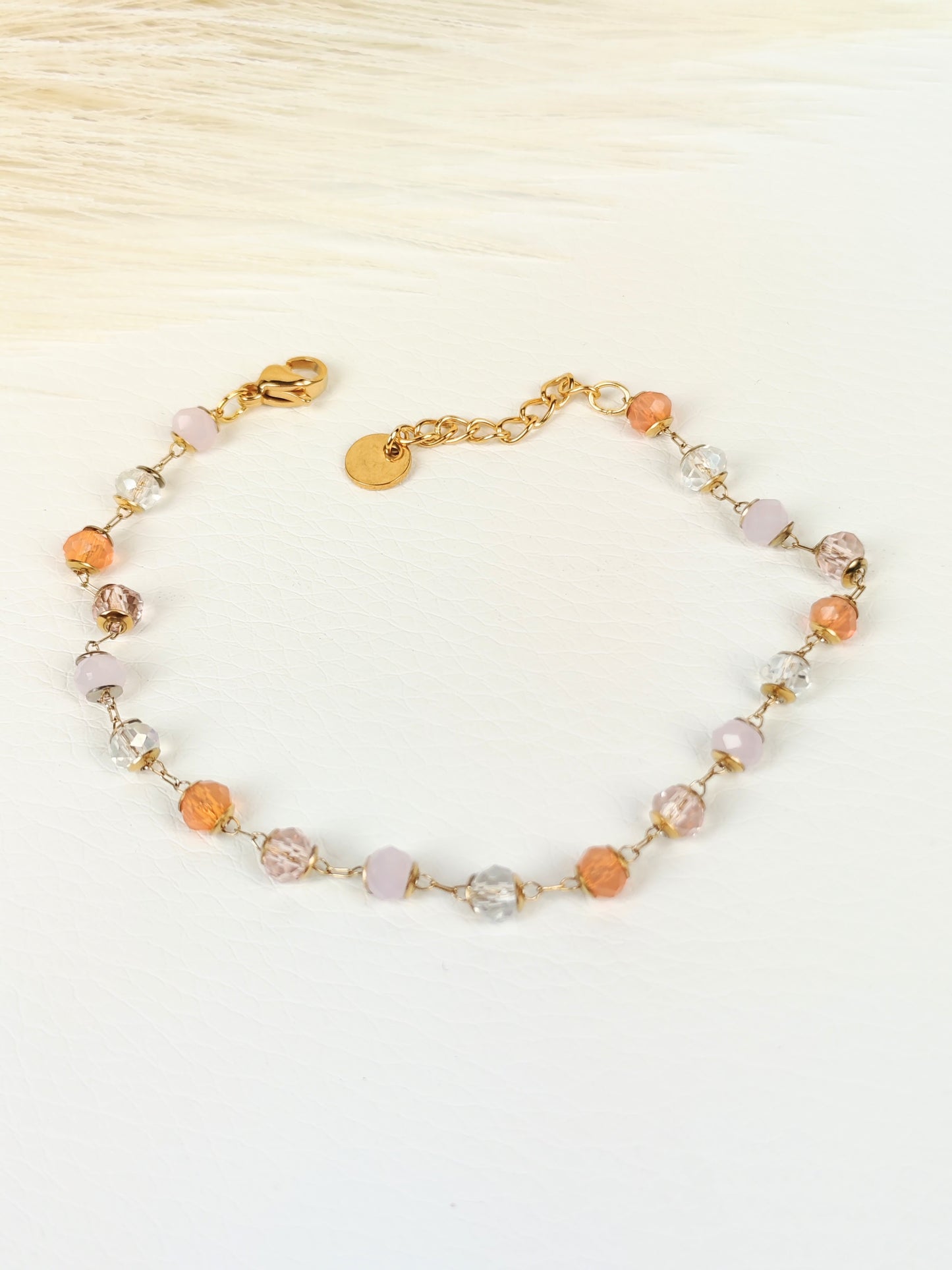 Bracciale acciaio cristalli rosa 4mm