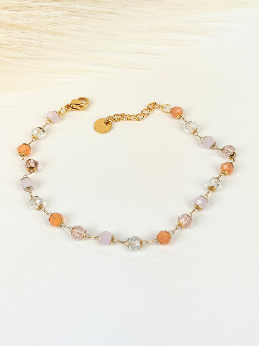 Bracciale acciaio cristalli rosa 4mm