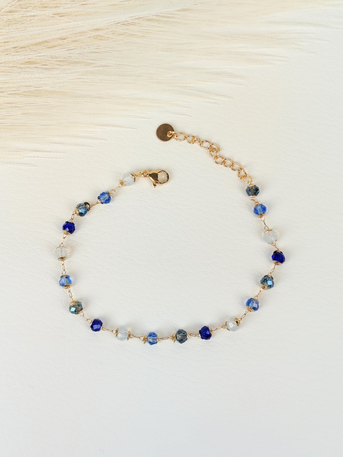 Bracciale acciaio cristalli blu azzurro 4 mm