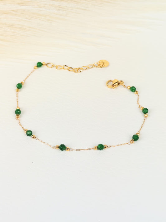 Bracciale acciaio cristalli verdi 2 mm