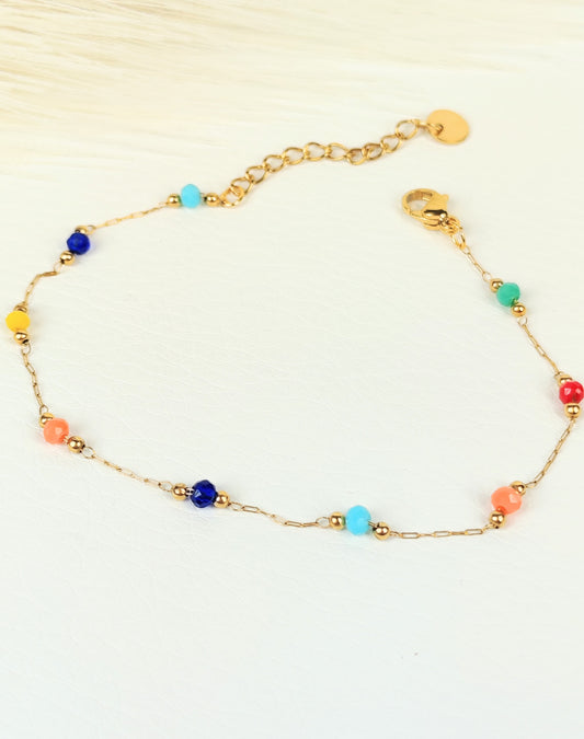 Bracciale acciaio cristalli multicolor 2 mm