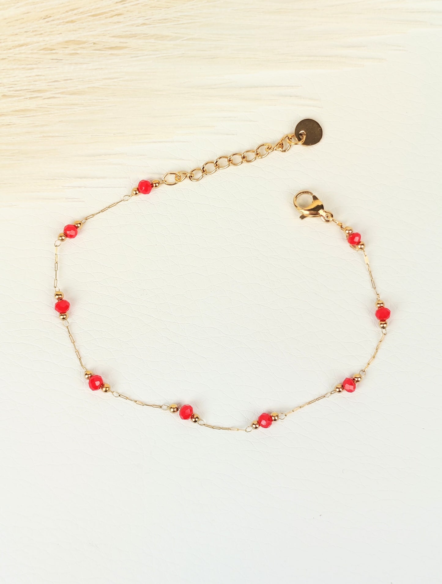 Bracciale acciaio cristalli rossi 2 mm