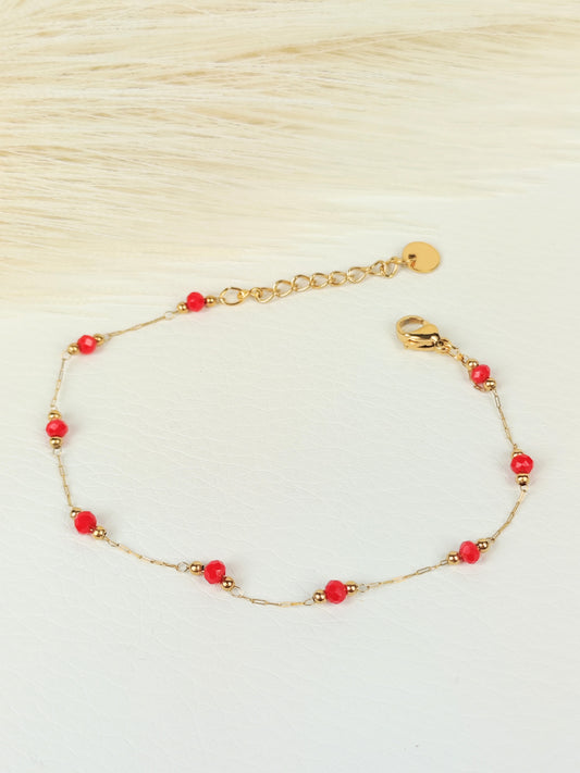 Bracciale acciaio cristalli rossi 2 mm