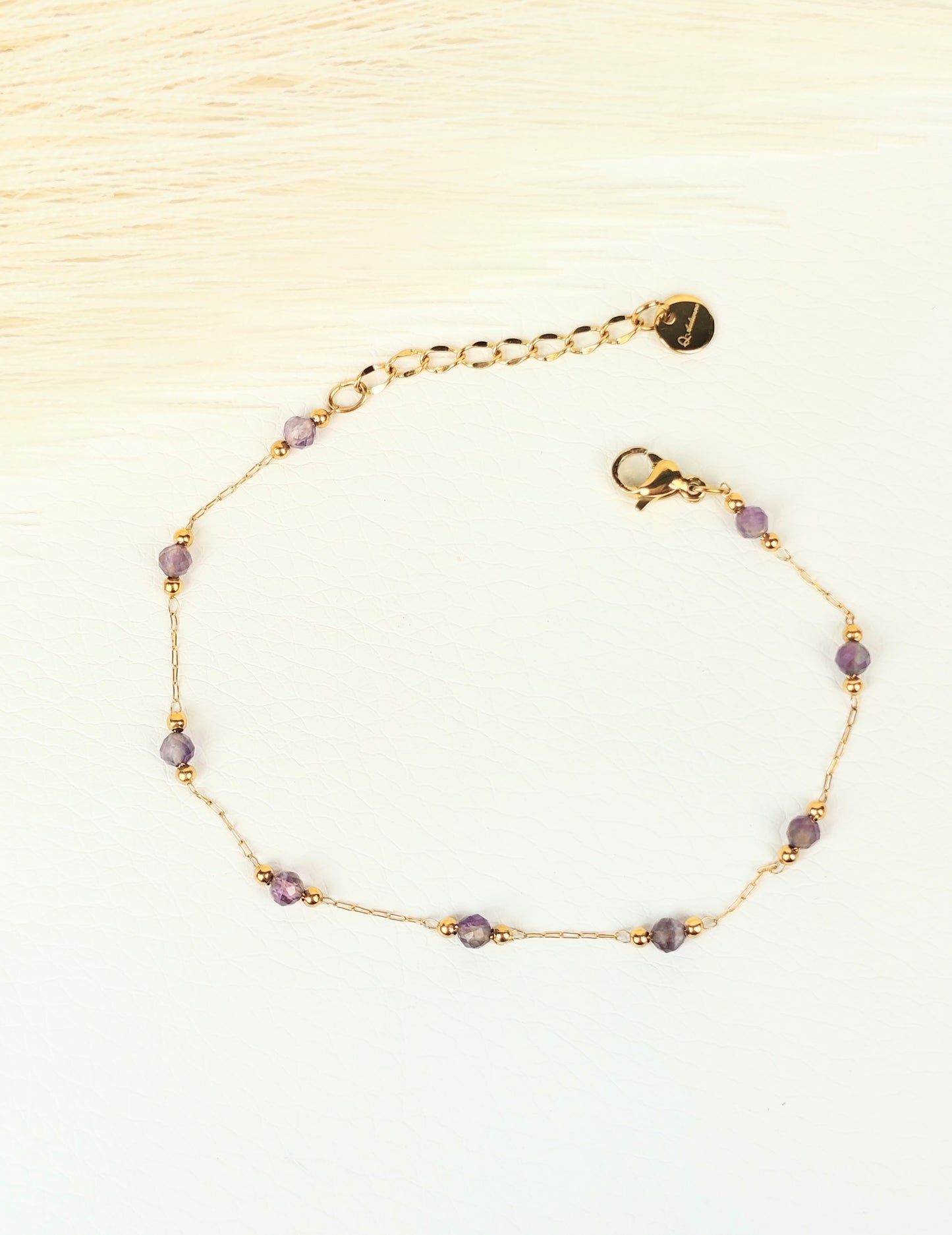 Bracciale acciaio cristalli viola 2 mm
