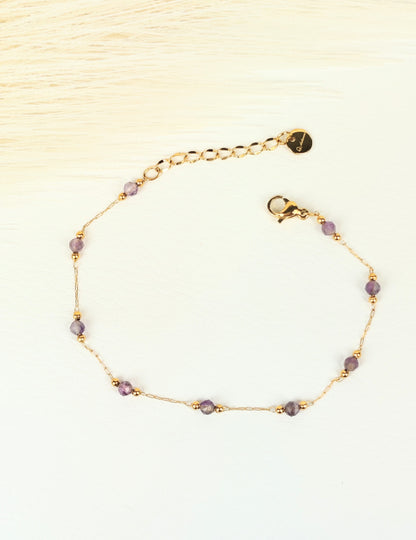 Bracciale acciaio cristalli viola 2 mm