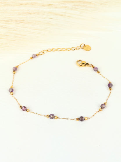 Bracciale acciaio cristalli viola 2 mm
