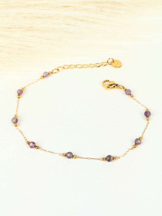 Bracciale acciaio cristalli viola 2 mm