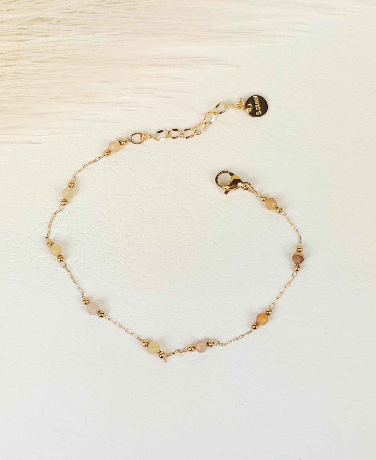 Bracciale acciaio cristalli beige 2 mm