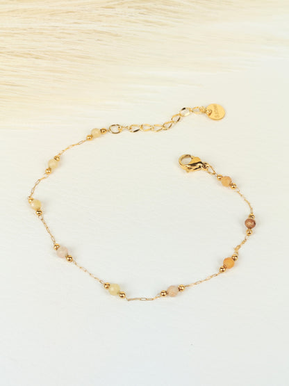 Bracciale acciaio cristalli beige 2 mm